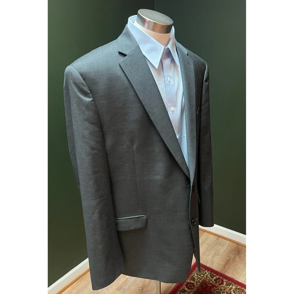 Lauren Ralph Lauren Gray 100% Wool Natural Stretch Blazer Jacket - 48 Long *Read